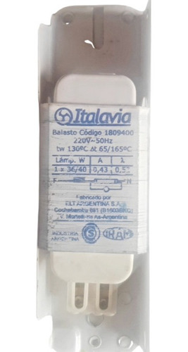 Balasto Para Lámpara Fluorescente 36/40 W Italavia  1809400