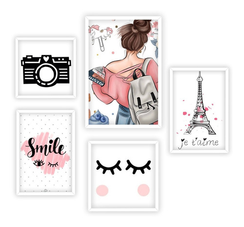 Quadros Decorativos Tumblr Girls Menina Power - 5 Unid