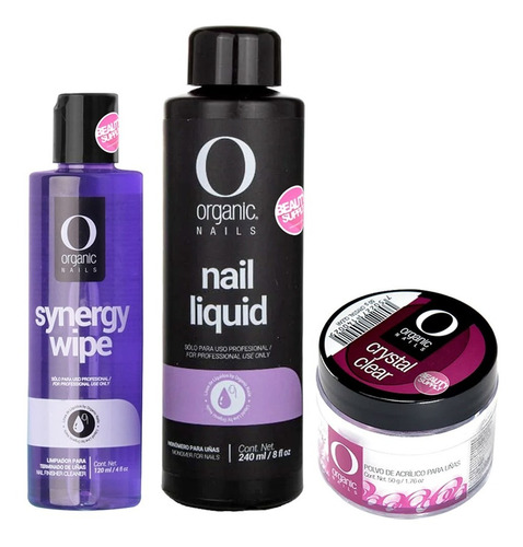 Set Para Uñas Acrilicas Organic Nails Y Synergy 120ml.