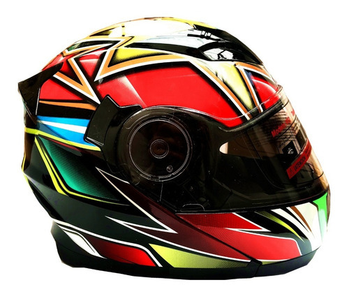 Casco Abatible Moto Dos Viseras Colorado Certificado Europeo Color Negro/Rojo Tamaño del casco L (59-60 cm)