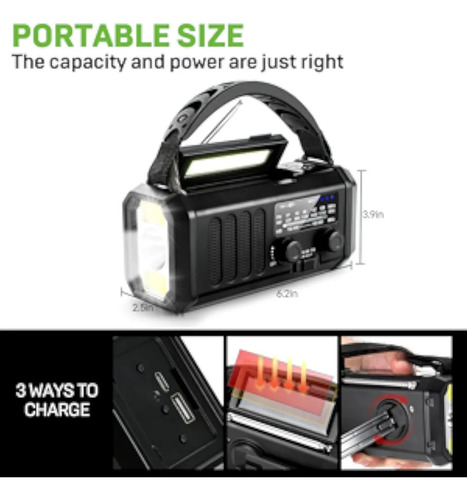 Emergency Radio 10000mah ,solar Hand Crank Radio With Am/fm