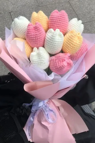 comprar Ramo Tulipanes Eternos Tejidas Técnica Japón Para Regalo