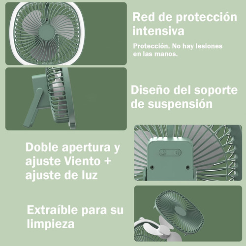 Of Ventilador Portátil Mesa Escritorio Recargable Con Luz