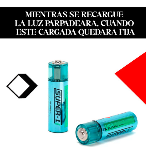 Pilas Aa Recargables Caja X 2 Unidades 1500 Mha Con Usb
