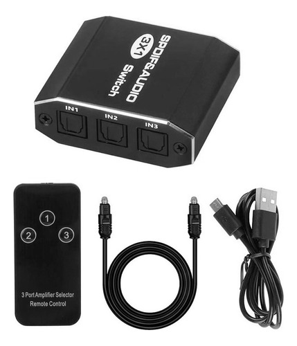 . Divisor De Áudio Óptico Digital 3 Em 1 Spdif Toslink