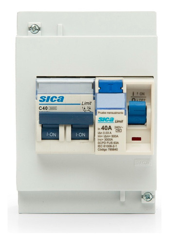 Kit Sica 1 Termica 40amp + 1 Disyuntor 40 Amp + Caja 4 Mod