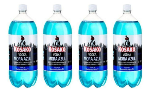 Pack De 4 Fusión Kosako Vodka/mora Azul 2 L