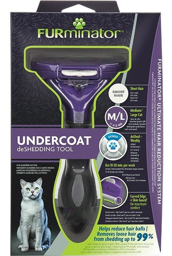 Cepillo Furminator Pelo Corto M/l Gato Mediano Grande Color Violeta