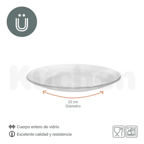 Plato Playo De Vidrio Rigolleau Aquamarine X6 K chen