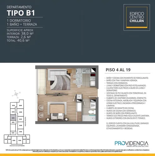 Chillán Centro Depto Con Vista, Ideal Inversión 1 Dorm Estac