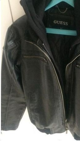 jaqueta de couro guess masculina