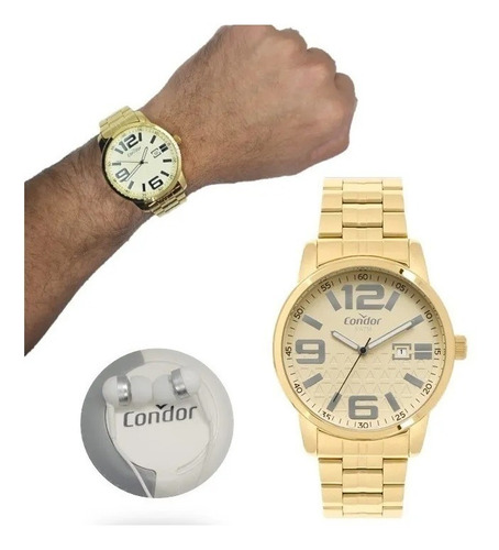 Relógio Condor Dourado Masculino Co2115kuo/k4d + Brinde-