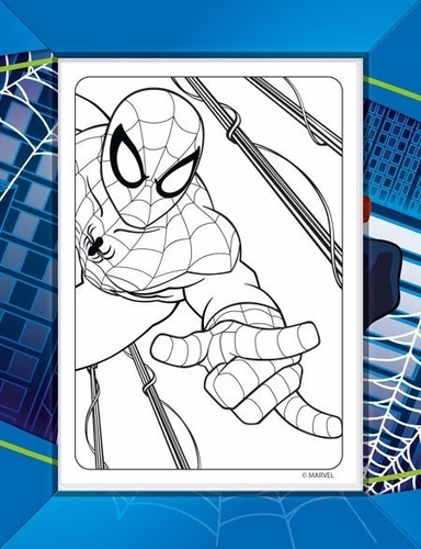 Imagem 2 de 5 de Folhas Para Colorir Mini Homem Aranha Com Giz De Cera