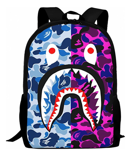 Akmask 17inch Shark Backpack Camuflaje Impresión 3d Mochila 