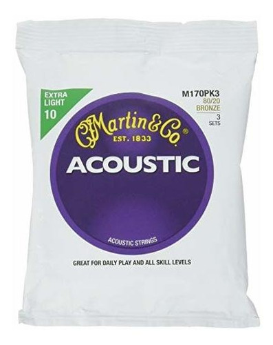 Martin M170 80/20 Bronce Guitarra Acústica, Extra Light - 3 