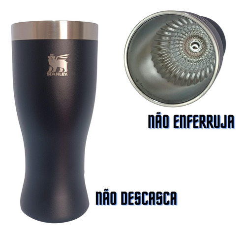 Copo Stanley Original 444ml Tulipa Para Cerveja Chopp Preto