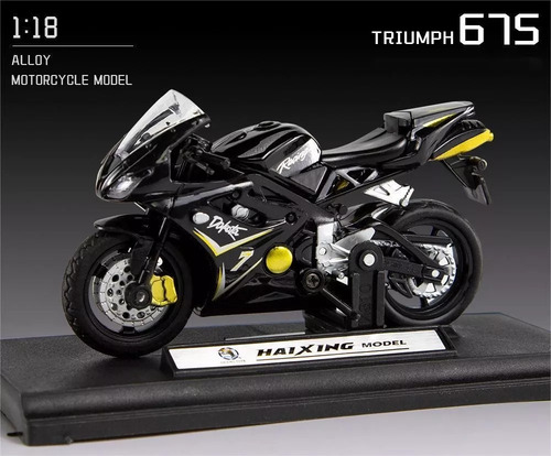 Moto De Aleación Triumph 675 Simulada A Escala 1:18 Negra