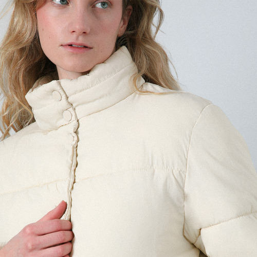 Chaqueta Puffa Bolsillo Corazón Beige Mujer Raindoor