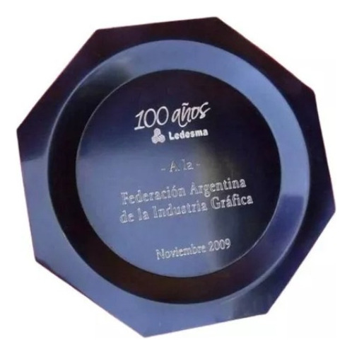 Plato Octogonal Premio Aluminio  Anodizado Grabado Diam 15