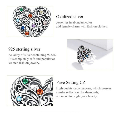 Imagen 4 de 5 de Aretes Topos Para Mujer Corazón Árbol Vida En Plata 925