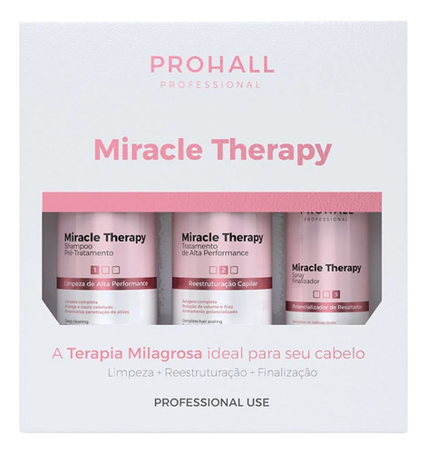 Kit Miracle Therapy Prohall 3 Produtos P Alinhamento Capilar