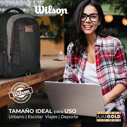 Imagen 8 de 10 de Mochila Porta Notebook 17 Wilson Urbana Reforzada Deportes