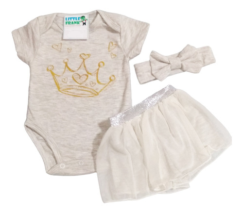 Conjunto Set Body Tutu Pollera Tul Bautismo Ajuar Bebe 0a6m