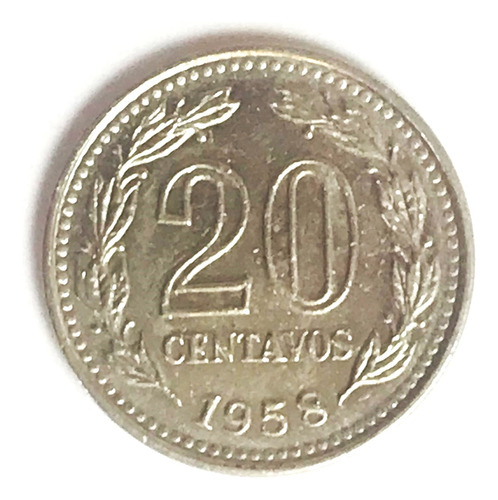 Monedas Argentinas: 20 Centavos 1958 Con Punto Sc-