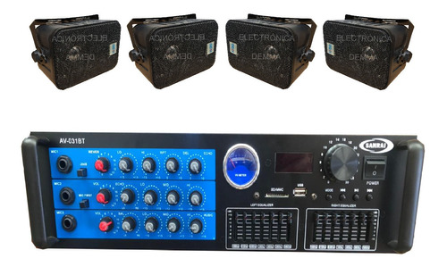 Combo Musica Funcional Consola Av031 Bt+ 4 Parlantes