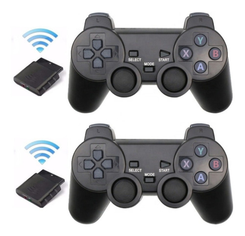 2 Controles Manete Sem Fio Playstation 2 Ps2 Playstation 1 Cor Preto