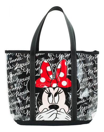 Bolsa negra transparente Minnie Signature 32 x 10 x 42 cm