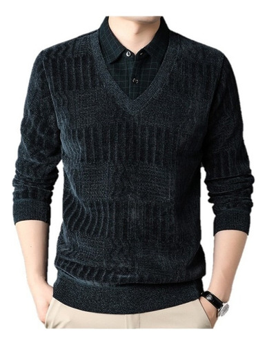 Men's Thick Chenille Lapel Knit Sweater