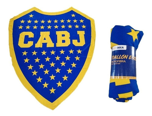 Toallon Con Forma Equipo Boca Juniors Escudo 140x175cm