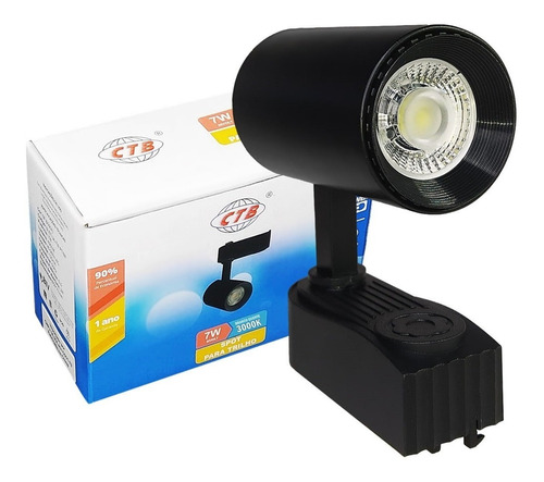 Spot Led Para Trilho Eletrificado Preto 7w Quente Ou Frio Cor Branco quente 3000k - Cód. 687680 Bivolt