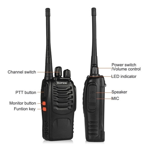 Imagen 7 de 10 de Set De 6 Radios Baofeng Bf-888s Walkie Talkie Env Express