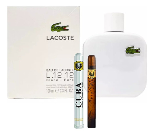 Lacoste Blanc Pure 100ml Edt Original+perfume Cuba 35ml