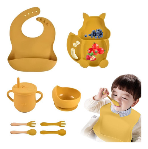 8pcs Vajilla De Silicona Para Bebés, Sin Bpa