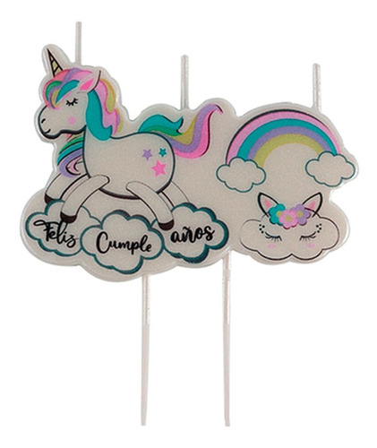 Velas Decorativas Cumpleaños Diseños Unicornio Infantiles