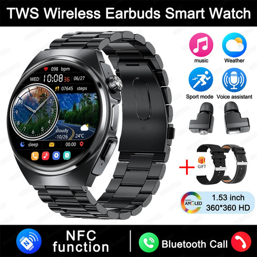 2024 Reloj Inteligente Con Auriculares Tws Bluetooth 2 En 1