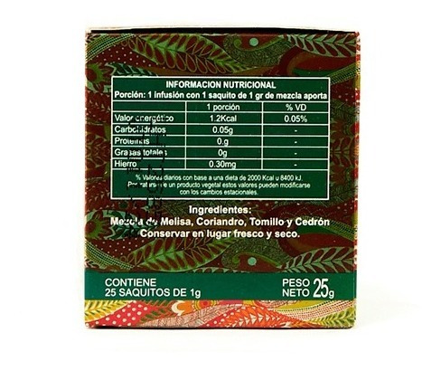 Té África (melisa Coriandro Tomillo Cedrón) Oasis Pack X 3