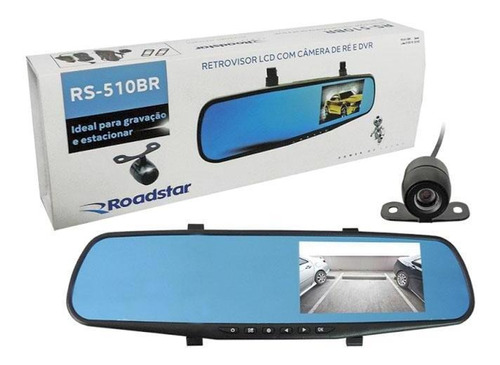 Retrovisor Tela Lcd 4.3 Cam Ré + Frontal Roadstar Rs-510br