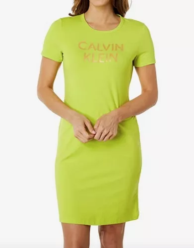 Vestido Calvin Klein Monogram Logo T-shirt Dress Limeade