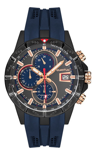 Reloj Quantum Caballero Silicón Color De La Correa Azul