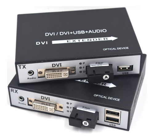 Extensor Dvi Kvm Conversor Fibra Acceso Av 1080p 60hz Optica