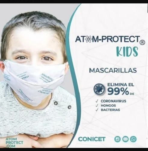 Mascarilla Atom-protect Kids 10 A 12 Años  Original 