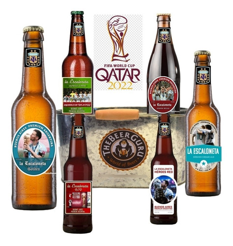 Frapera De Cerveza + 6 Cervezas Mundial Qatar Messi Envíos 
