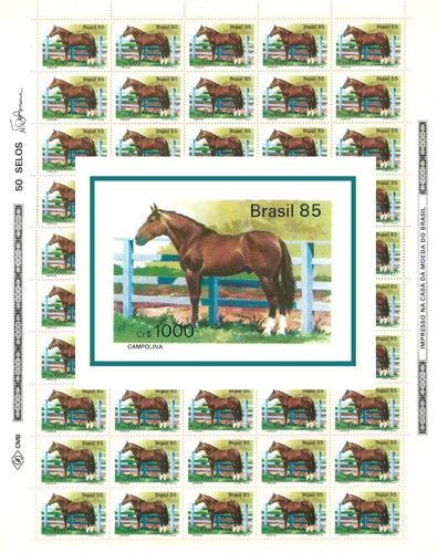 Folha Inteira Selo 1444 Cavalos De Raça Campolina 1985