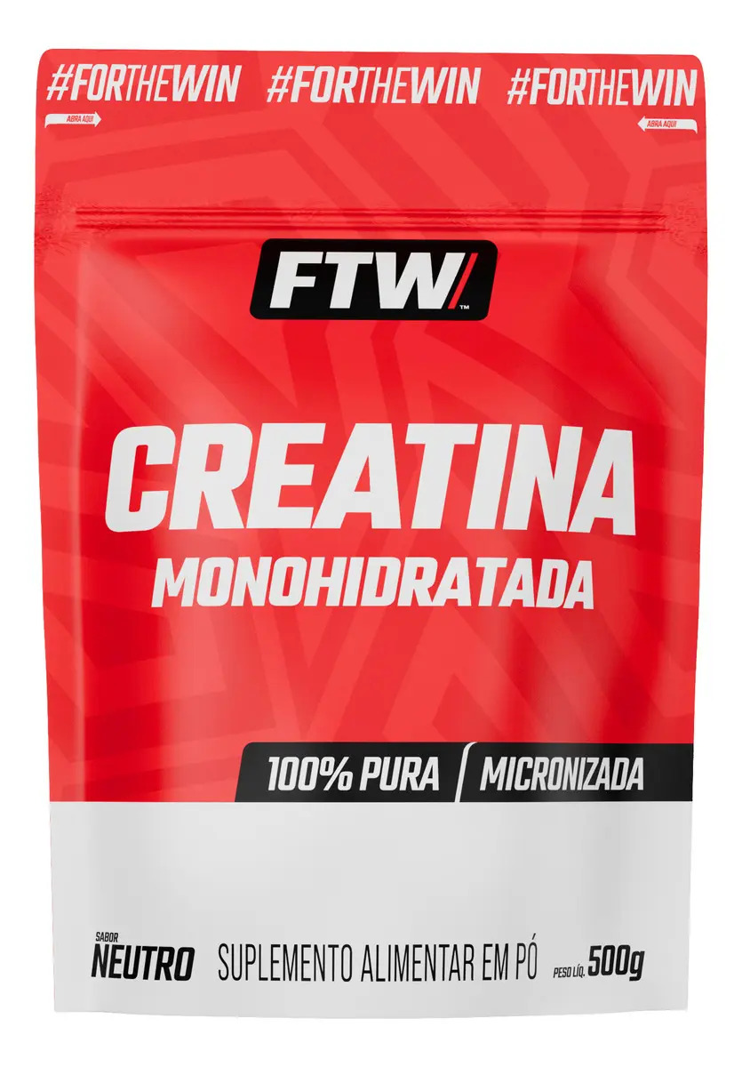 Creatina Monohidratada Pura 500g Refil Suplemento em Pó 100% - FTW