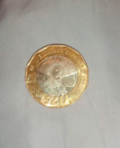 Moneda 20 Pesos Mexicana; Emiliano Zapata 