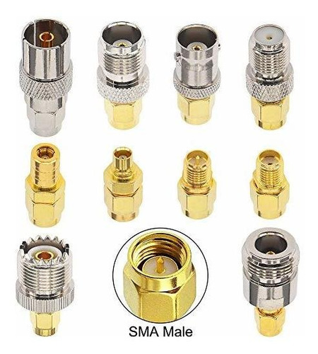 Juego 10 Conector Sma Dama Rf Coaxial Uhf Bnc Mcx Tv Smb